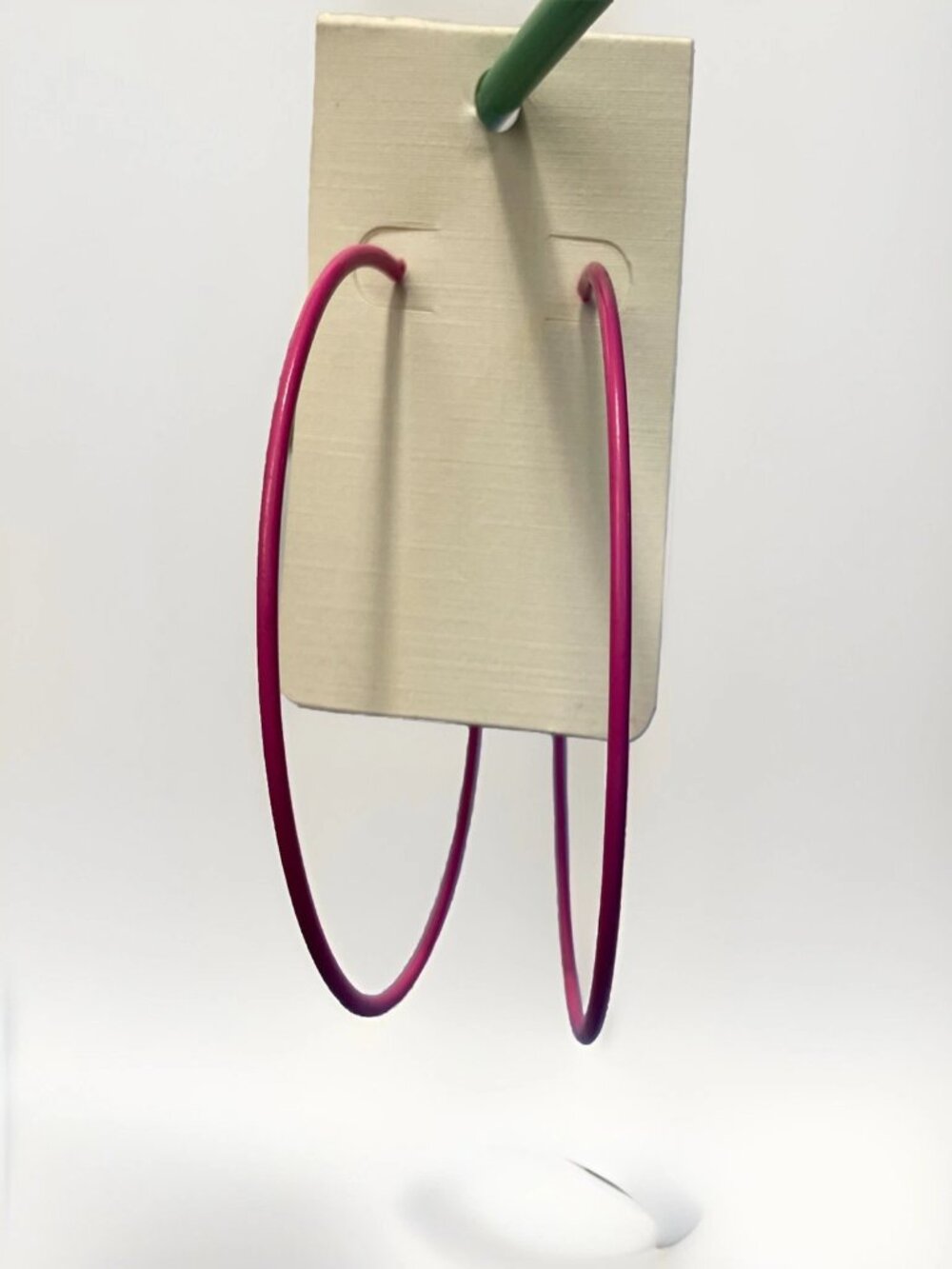 Hot Pink Hoop Earrings 3 inch Large Retro 80s Style Simple Thin Neon Fuchsia
